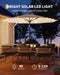 10 Ft Patio Umbrella with Solar Lights, 8 Ribs Outdoor Market Table Umbrella with 40 LED Lights & Tilt Crank for Pool, Deck, Backyard (Tan)