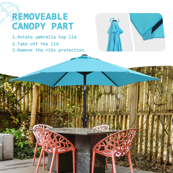 7.5FT Patio Umbrellas with Push Button Tilt and Crank, Blue