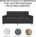 Black Faux Leather Futon Sofa Bed: Modern, Button-Tufted