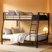 Full XL over Queen Bunk Beds for Adults, Heavy-Duty Metal Bunk Bed Frame with Non-Slip Ladder and Safety Full-Length Guardrails for Kids Teens Adults, Space-Saving, Black