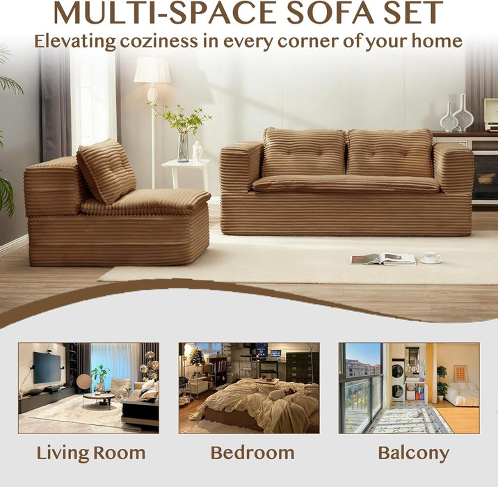 Camel King Size CorduroyFutonProLux SofaBed Chaise Lux