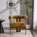 Luxurious Mustard Velvet Barrel Chair Solid Walnut