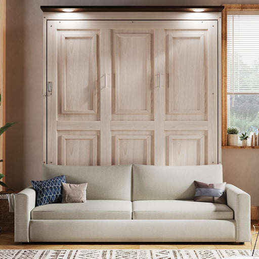 Queen Size Murphy Wallbed Beige With ConvertibleSofaLED