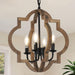 Wood Chandelier Farmhouse FourLight Rustic Brown 15In