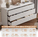 55" Wide Modern Curved 6 Drawer Dresser，White