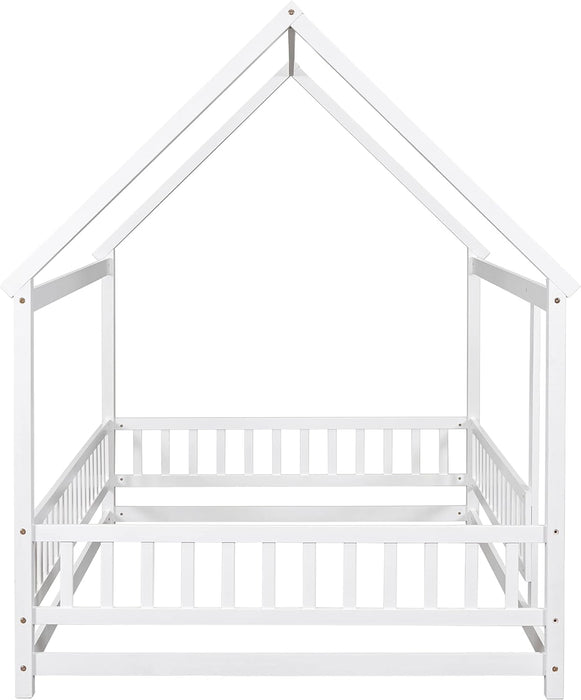 Full Size Wooden Montessori Farmhouse Playhouse Bed
