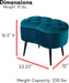 Tufted Oblong Velvet Ottoman - Mid Century Modern Design Furniture with Steel Legs - Soft, Compact, Padded Foot Stool for Living Room, Office and Bedroom- Teal Velvet, 22.5X15 Inches