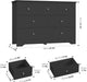 Black Dresser, Dresser for Bedroom, 7 Drawer Chest of Drawers