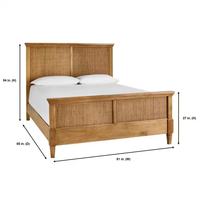 Marsden Patina Wood Finish Wooden Cane King Bed (81 In. W X 54 In. H)