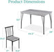 5-Piece Metal and Wood Indoor Modern Rectangular Dining Table Furniture Set for Kitchen, Dining Room, Dinette, Breakfast Nook W/ 4 Chairs - Gray