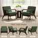 Accent Chair for Living Room, Corduroy Mid Century Modern Reading Armchairs with Lumbar Pillow for Bedroom, Decorative Sofa Chair for Adult Dark Green/Set of 2