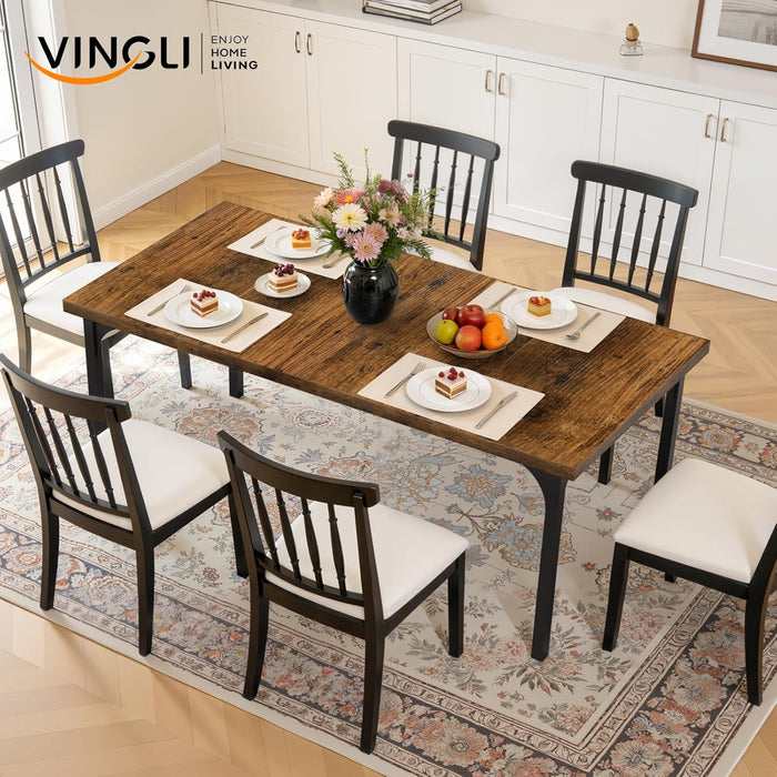 SeventyPointEight Inch Rustic Brown Farmhouse Dining Table