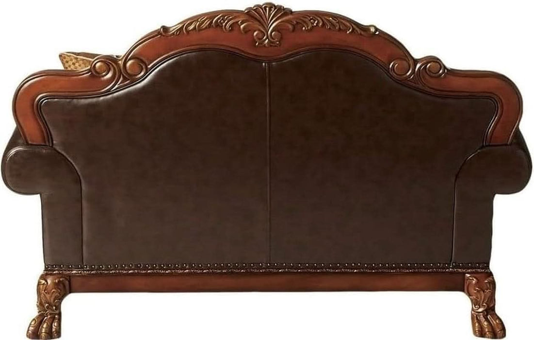 3-PS Living Room Set, Traditional Collection Including Sofa W/3 Pillows, Loveseat W/2 Pillows and Chair W/1 Pillow, Cherry Oak, Vintage/Victorian