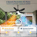 42 Inch Outdoor Ceiling Fan with Lights, IP65 Waterproof, APP & Remote Control, Dimmable 3CCT LED, 6-Speed Quiet DC Motor, Hanging Gazebo Fan Black Plug in Ceiling Fan with Cord for Patios Porch