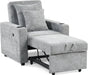 Convertible Sleeper Chair Bed With Linen Upholstery