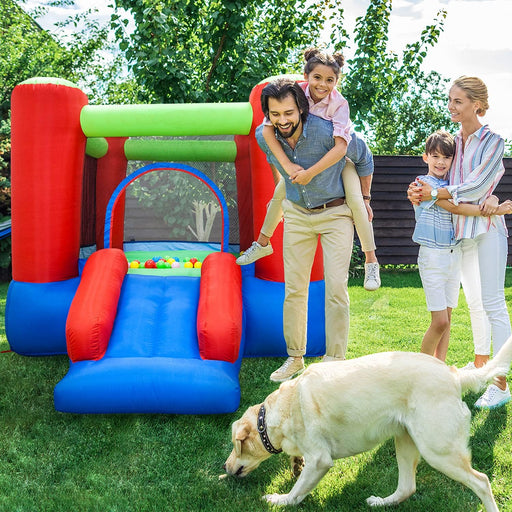 KC106 8X7 Foot Junior Inflatable Bouncer, Kid Park, Jumping Bouncing House, Jump Slide Playhouse W/ 50 Pit Balls, 3 Sides Mesh Protection, and Heavy-Duty GFCI ETL Certified 385W Blower