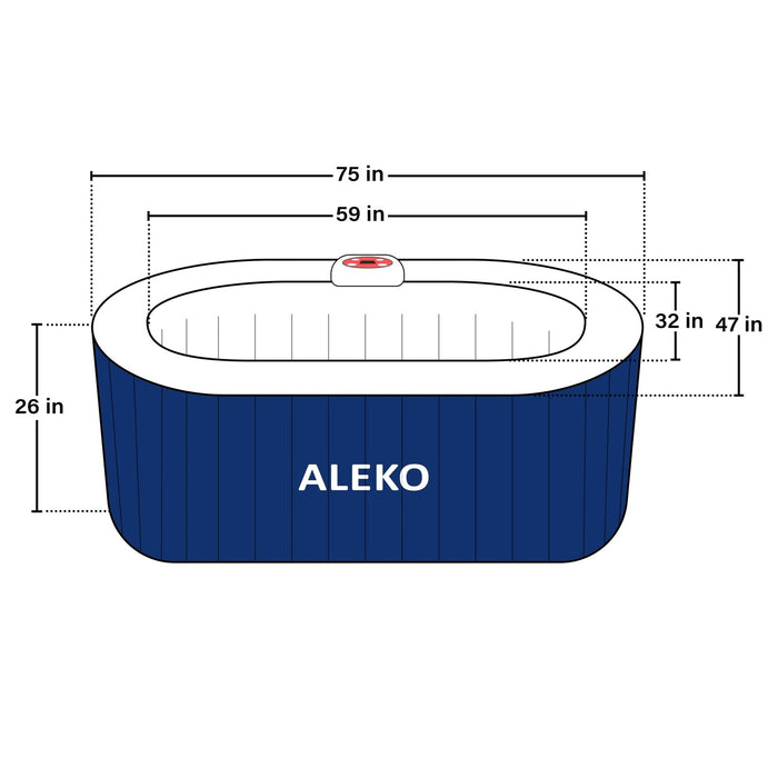 ALEKO Oval Spa Inflatable 2 Prs Hot Tub Personal Spa 145 Gallon with Drink Tray