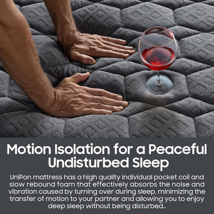 14 Inch Firm King Size Mattress, Hybrid King Mattress with Extra Back and Lumbar Support, Fiberglass Free, 365 Nights Trial & 10 Years Warranty, Motion Isolation, Enhenced Edge Support