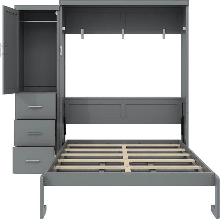 Full Grey Murphy Bed With UltraSpaceStorage Contemporary