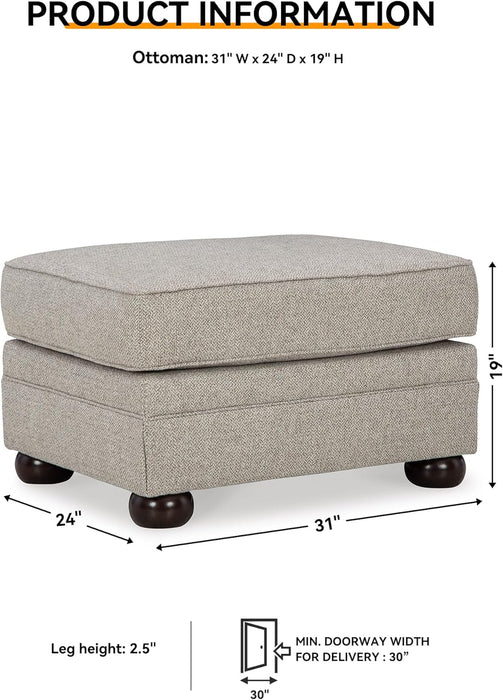 Gaelon Transitional Rectangular Upholstered Ottoman with Bun Legs, Light Brown