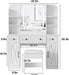 Makeup Vanity Desk, Vanity Mirror with Lights Desk and Chair,Makeup Table with 3 Large Drawers and 2 Cabinets, Time and Temperature Display, 3 LED Lighting Modes Adjustable, White