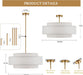 Extraordinary Brushed Gold Drum Chandelier Linen Shade