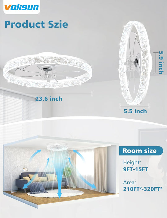 24" White Low Profile Ceiling Fan With Remote