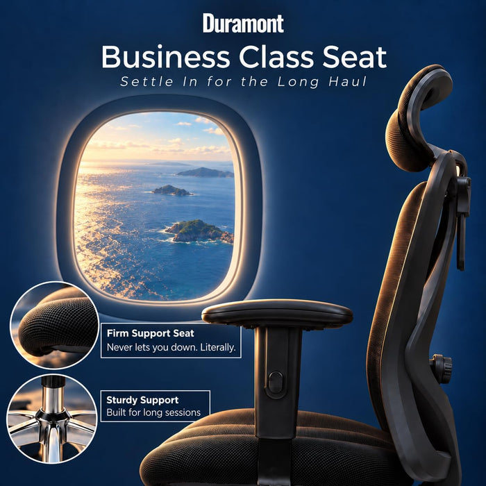 Ergonomic Office Chair with Rollerblade Wheels, Lumbar Support| High Back Chair with Breathable Mesh | Thick Seat Cushion
