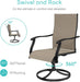 Patio Chairs Set of 2, Outdoor Swivel Chairs Set of 2,Khaki