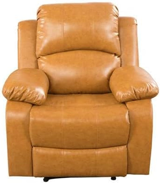 Manual Leather Recliner Sofa Set for Living Room Furniture Set,Leather Recliner Couch Set for Home/Office,Leather Couch Set for 3-Pieces(Sofa+Loveseat+Chair) Ginger, Sofa+Lovsesat+Chair
