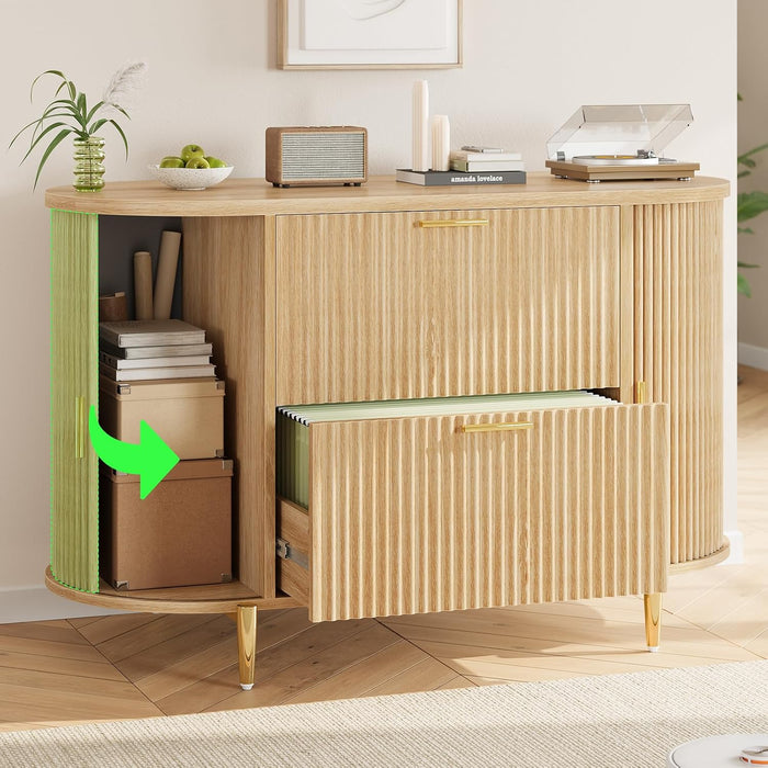 Natural Burlwood 39.4 Inch Filing Cabinet Organizer