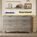 53" Long Dresser for Bedroom, 6-Drawer Dresser with Fluted Fronts, Wide Wood Chest of Drawers, Smooth Metal Slides, Stable Base, Modern Clothes Storage Cabinet for Living Room, Hallway