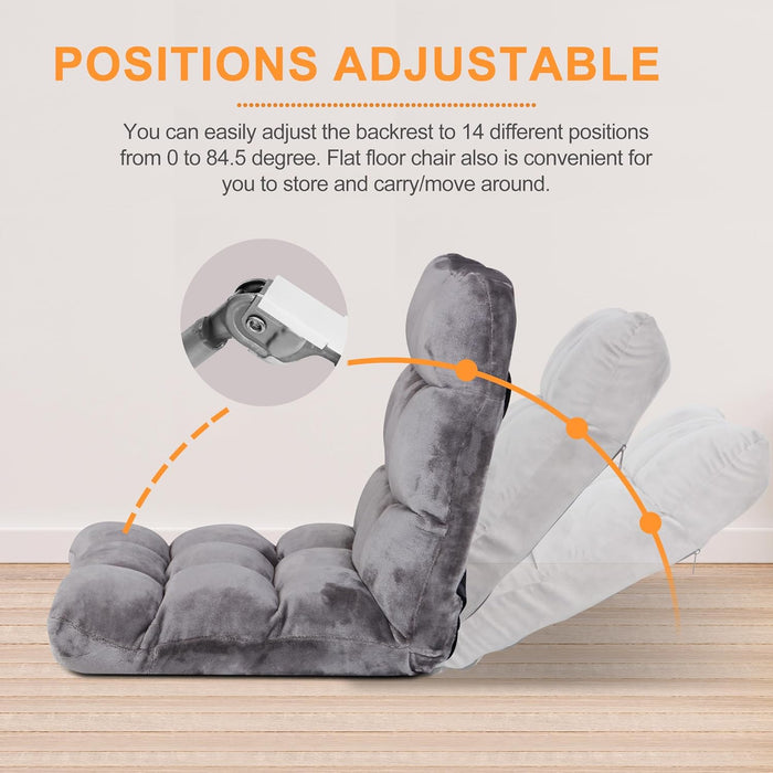 14-Position Folding Floor Chair Gaming Sofa Cushioned Padded Reclining Bed Lounge Couch Seating for Comfy Reading, Reading, Gaming, Relaxing, Watching TV