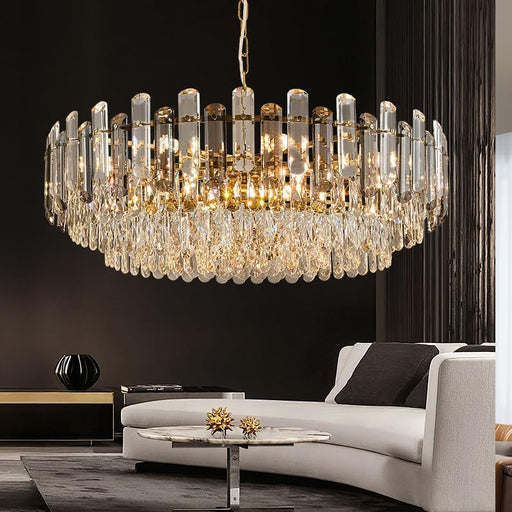 Gold Crystal Chandelier 31.5 Inch Elegant Radiance
