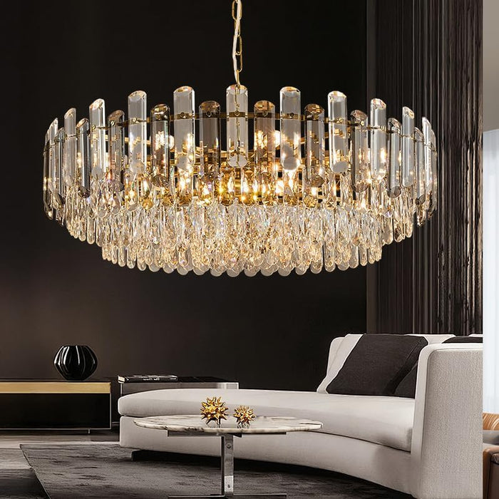 Gold Crystal Chandelier 31.5 Inch Elegant Radiance