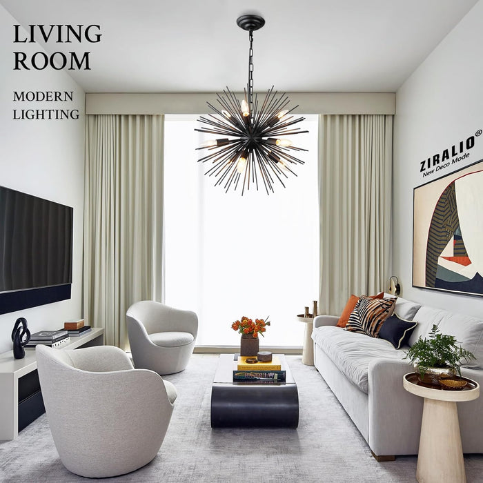 TwentyInch Black Sputnik Chandelier Luxurious Nine Light
