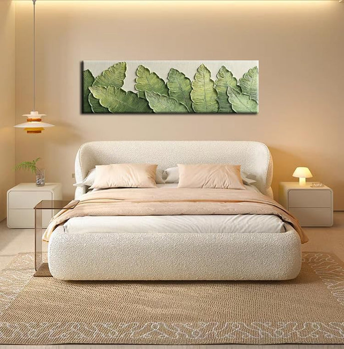 - Long Size 20X60 Inch Modern Minimalist 3D Textured Wall Art Oil Paintings on Canvas Green Plant Paintings Handmade Abstract Artwork Painting Canvas Wall Art for Bedroom Home Wall Art Deco Oil Painting