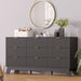 Black Dresser 9 Drawer Dresser for Bedroom, 57''Wide Fluted Wooden Dresser Storage Cabinet and Chest of Drawers with Metal Handle, Storage Organizer for Living Room, Hallway, Entryway