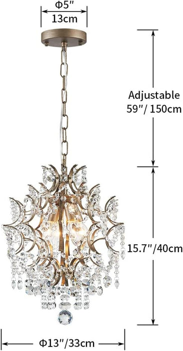 Crystal Chandeliers Pendant Light Brass Finish 13In