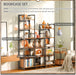 No Assembly Small 4 Tier Folding Bookshelf Compact Storage Shelves Vintage Bookcase Standing Racks for Bedroom Living Room Home Office