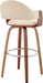 Daxton Mid Century Modern Swivel Bar Stool for Kitchen Island Counter in Cream Faux Leather and Walnut Wood, 30" Seat Height