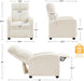 Fabric Recliner Chair Single Sofa Home Theater Seatting Adjustable Modern Single Reclining Chair for Living Room Bedroom Home Theater Ivory