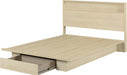 Fusion Platform Bed and Headboard with Storage Shelf Set, Full/Queen, Bleached Oak