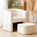 Cream PlushSherpa Barrel Armchair With Storage Ottoman