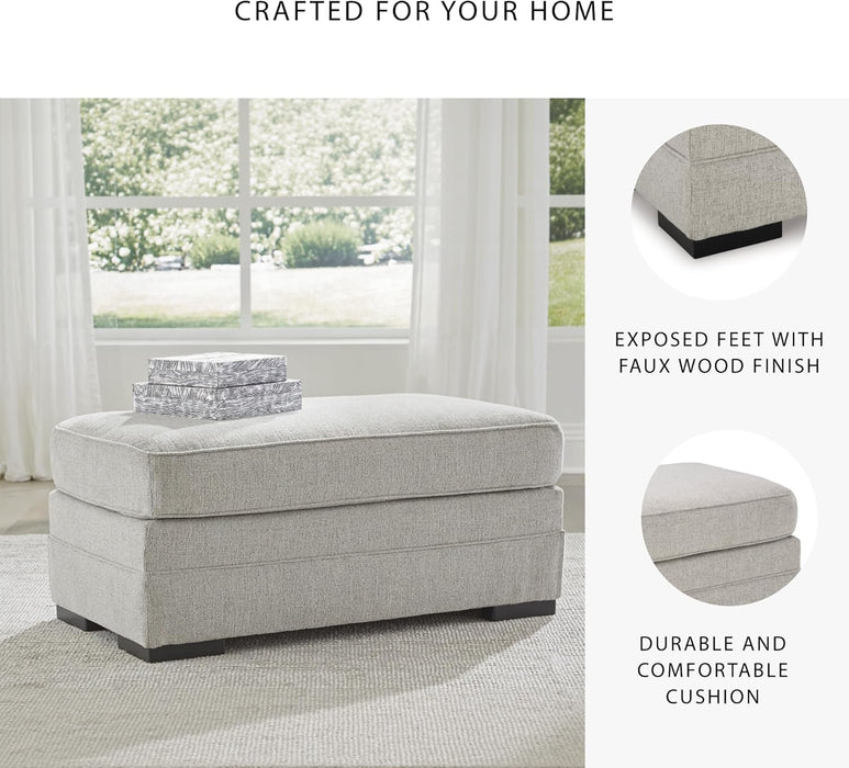 Eastonbridge Casual Upholstered Rectangular Ottoman, Light Gray