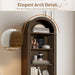 Tall Narrow Bookshelf, Arched Bookshelf with 2 Drawers, 7-Tier Farmhouse Arch Bookcase, Wooden Book Shelf with Open Display Shelves for Office, Living Room, Kitchen, Walnut