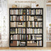 73" Tall Double Wide Bookshelf, 63" W 6-Tier Open Shelves, Black | Large Bookshelf and Bookcase, 12 Display Shelves, Modern Wood Book Shelf with Storage for Library, Home Office, Living Room