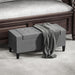 Storage Ottoman, Linen Upholstered Storage Bench with Lift Top and Button Tufted for Living Room, Gray
