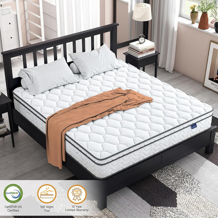 Full Size Mattress, 12 Inch Hybrid Double Bed Mattress in a Box with Memory Foam and Pocket Spring, Ergonomic Design & Pressure Relief, Medium Firm Feel, 54"*75"*12"