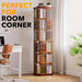 Walnut Six Tier Rotating Bookshelf Tower Organizer